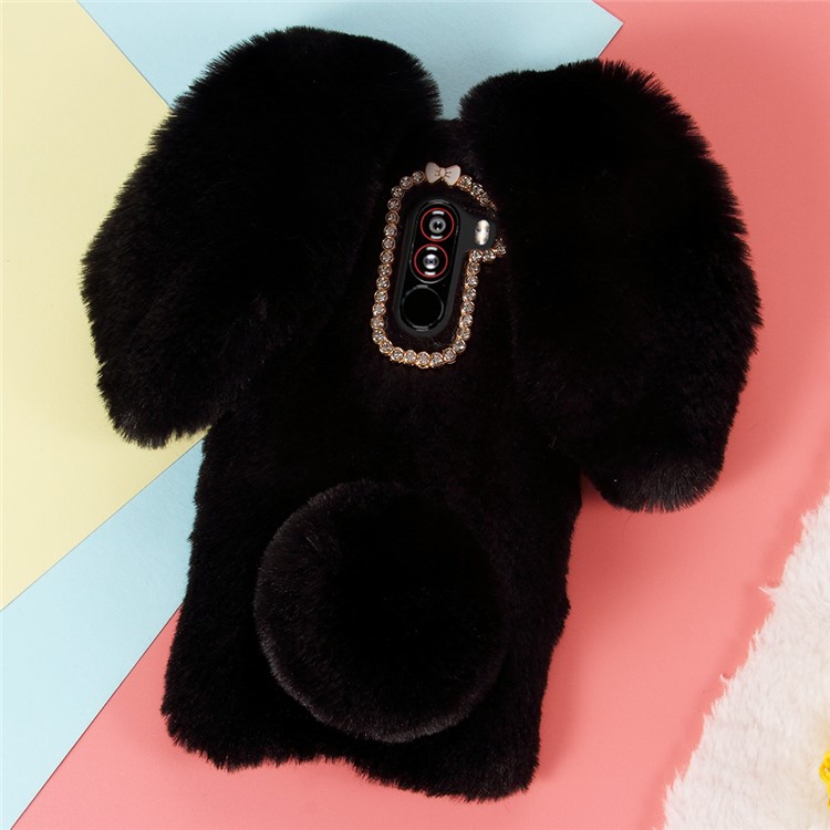 Rabbit Shape Warm Fur TPU Back Case for Xiaomi Pocophone F1 / Poco F1 (India) - Black-1