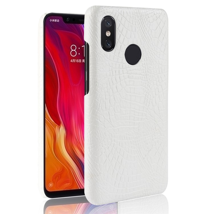 Crocodile Texture PU Leather Coated PC Phone Cover for Xiaomi Redmi Note 6 Pro - White-1
