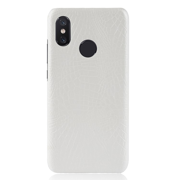 Crocodile Texture PU Leather Coated PC Phone Cover for Xiaomi Redmi Note 6 Pro - White-2