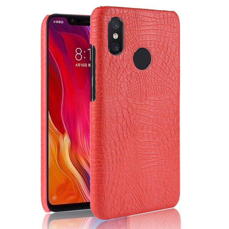 Crocodile Texture PU Leather Coated PC Phone Shell for Xiaomi Redmi Note 6 Pro - Red-1