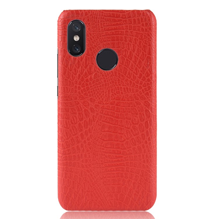 Crocodile Texture PU Leather Coated PC Phone Shell for Xiaomi Redmi Note 6 Pro - Red-2