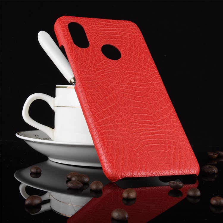 Crocodile Texture PU Leather Coated PC Phone Shell for Xiaomi Redmi Note 6 Pro - Red-5