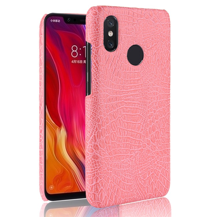 Crocodile Texture PU Leather Coated Plastic Phone Case for Xiaomi Redmi Note 6 Pro - Pink-1