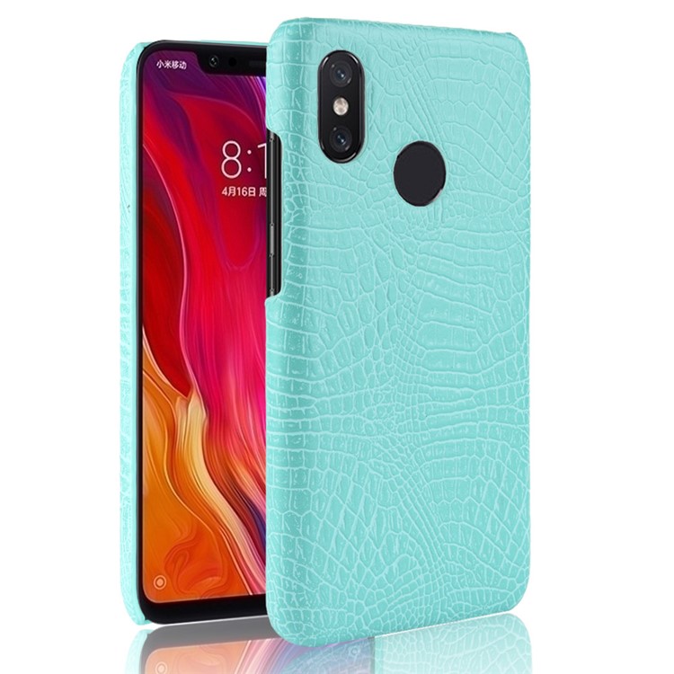 Custodia Posteriore In PC Rivestito In Pelle PU Con Motivo Coccodrillo Per Xiaomi Redmi Note 6 Pro - Ciano-1