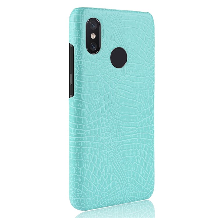 Custodia Posteriore In PC Rivestito In Pelle PU Con Motivo Coccodrillo Per Xiaomi Redmi Note 6 Pro - Ciano-3