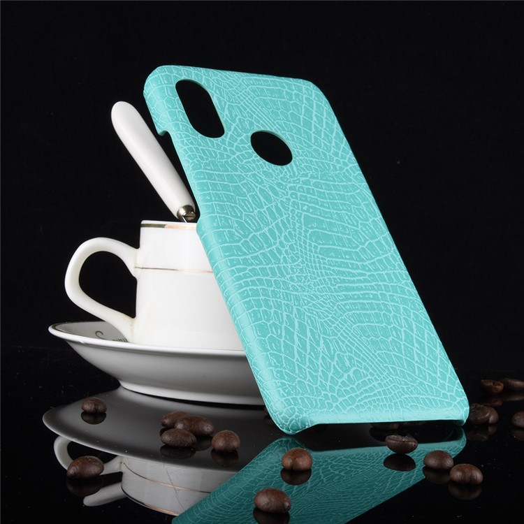 Custodia Posteriore In PC Rivestito In Pelle PU Con Motivo Coccodrillo Per Xiaomi Redmi Note 6 Pro - Ciano-4