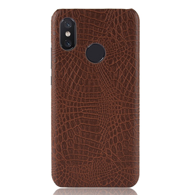 Crocodile Texture PU Leather Coated Hard Plastic Protective Case for Xiaomi Redmi Note 6 Pro - Brown-2