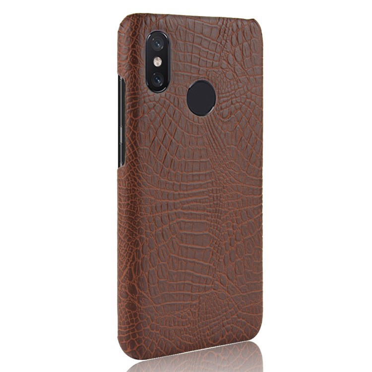 Crocodile Texture PU Leather Coated Hard Plastic Protective Case for Xiaomi Redmi Note 6 Pro - Brown-3