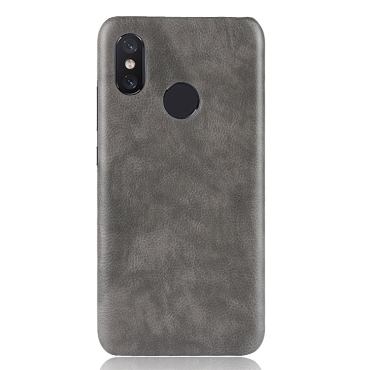 Litchi Texture PU Leather Coated Plastic Cellphone Case for Xiaomi Redmi Note 6 Pro - Grey-2