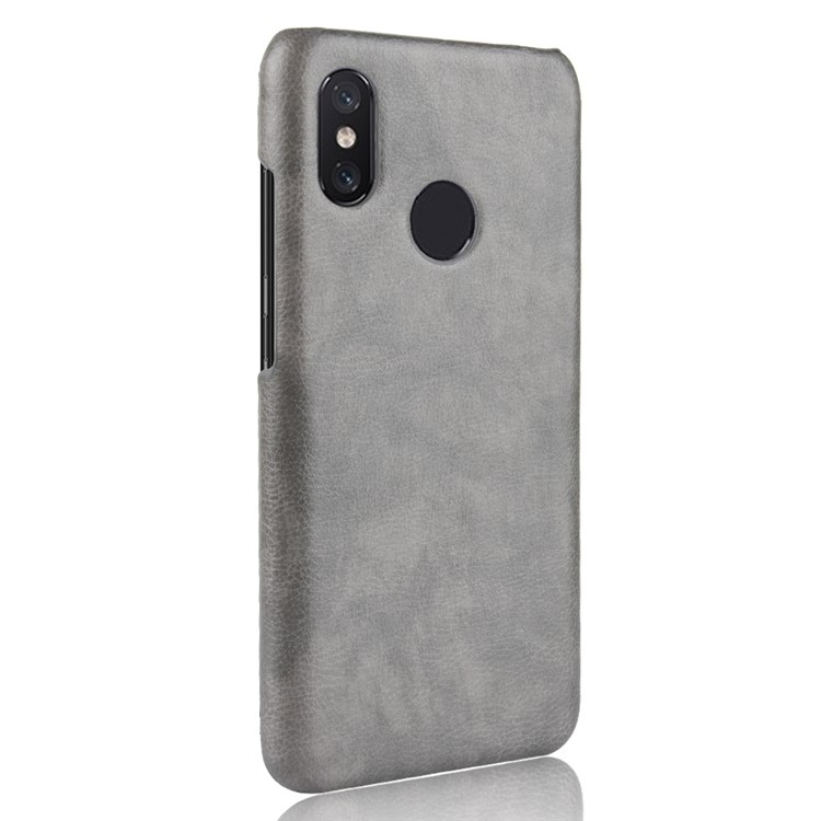 Litchi Texture PU Leather Coated Plastic Cellphone Case for Xiaomi Redmi Note 6 Pro - Grey-3