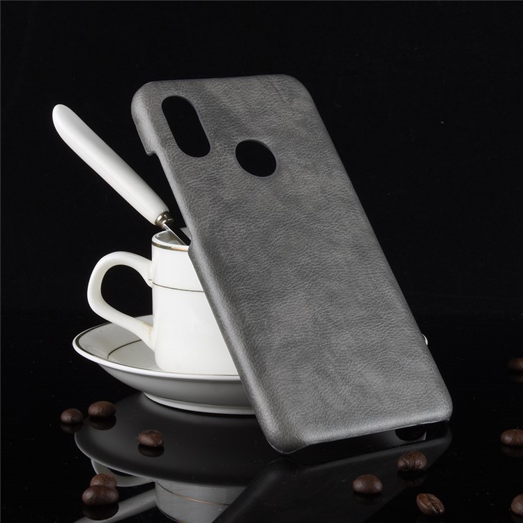 Litchi Texture PU Leather Coated Plastic Cellphone Case for Xiaomi Redmi Note 6 Pro - Grey-5