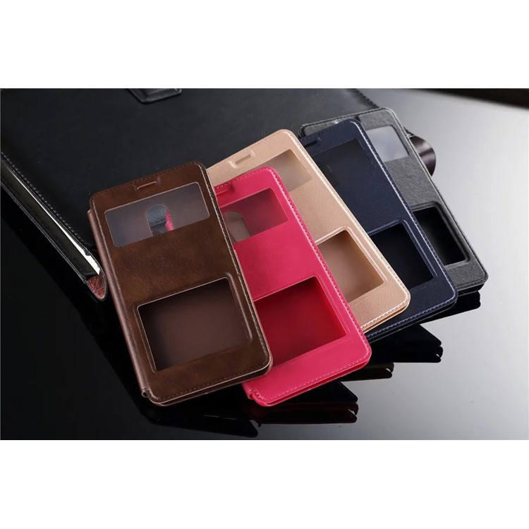 For Xiaomi Redmi Note 4 Dual View Window Table Talk Flip Stand Leather Case - Black-4