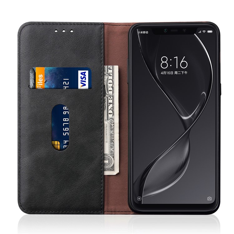 Retro Style Auto-absorbed Crazy Horse Leather Cover for Xiaomi Mi 8 Lite / Mi 8 Youth (Mi 8X) - Black-4