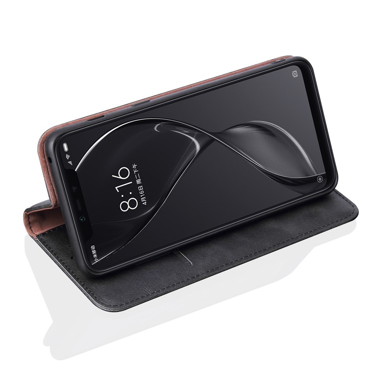 Retro Style Auto-absorbed Crazy Horse Leather Cover for Xiaomi Mi 8 Lite / Mi 8 Youth (Mi 8X) - Black-6