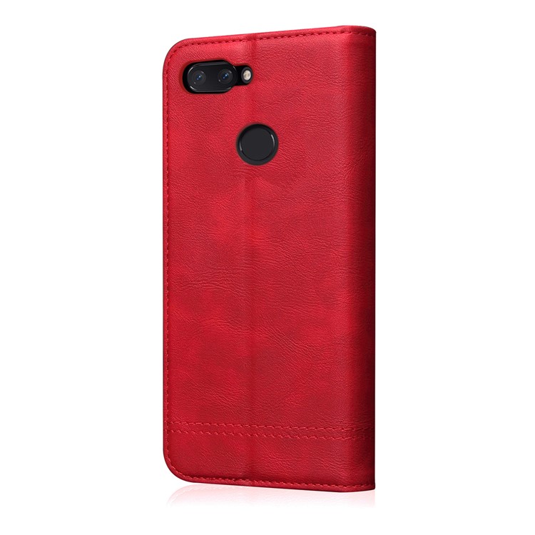 Retro Style Auto-absorbed Crazy Horse Leather Case for Xiaomi Mi 8 Lite / Mi 8 Youth (Mi 8X) - Red-2