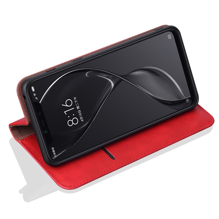 Retro Style Auto-absorbed Crazy Horse Leather Case for Xiaomi Mi 8 Lite / Mi 8 Youth (Mi 8X) - Red-5