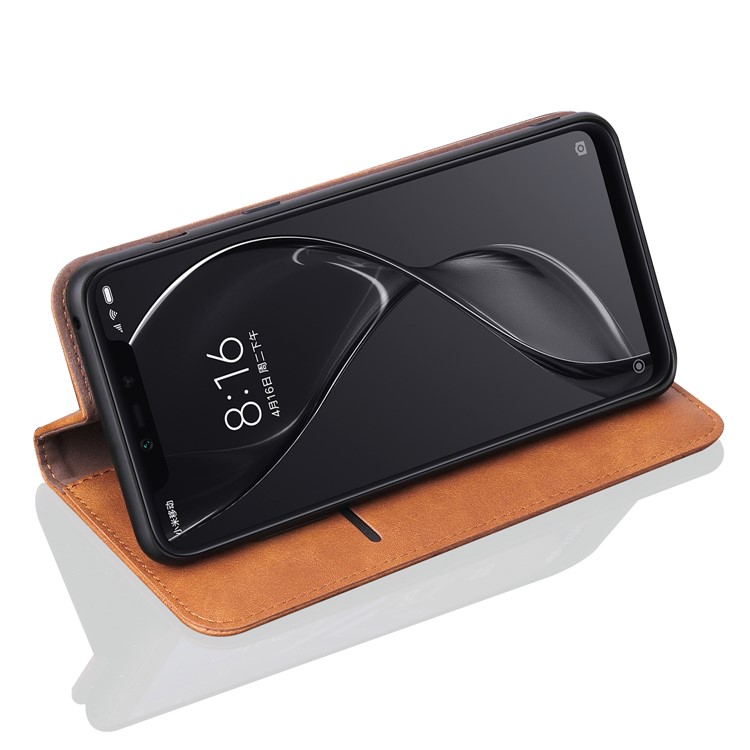 Retro Style Auto-absorbed Crazy Horse Leather Shell for Xiaomi Mi 8 Lite / Mi 8 Youth (Mi 8X) - Brown-5