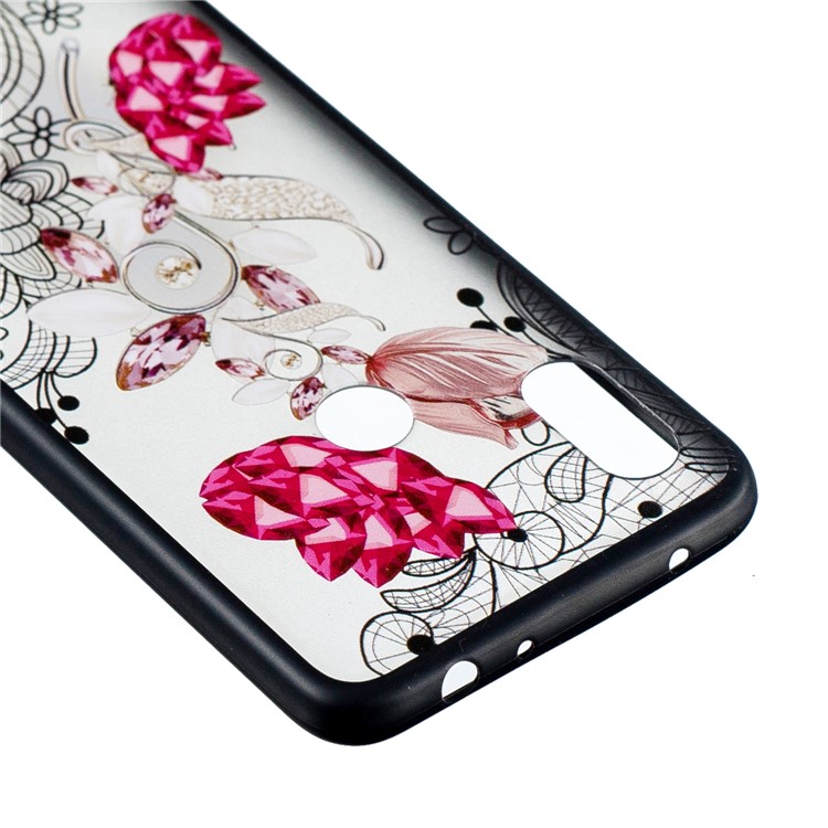 For Xiaomi Redmi Note 6 Pro Lace 3D Rhinestone Decoration Flower Pattern Hybrid Case Cover - Vivid Flower-3