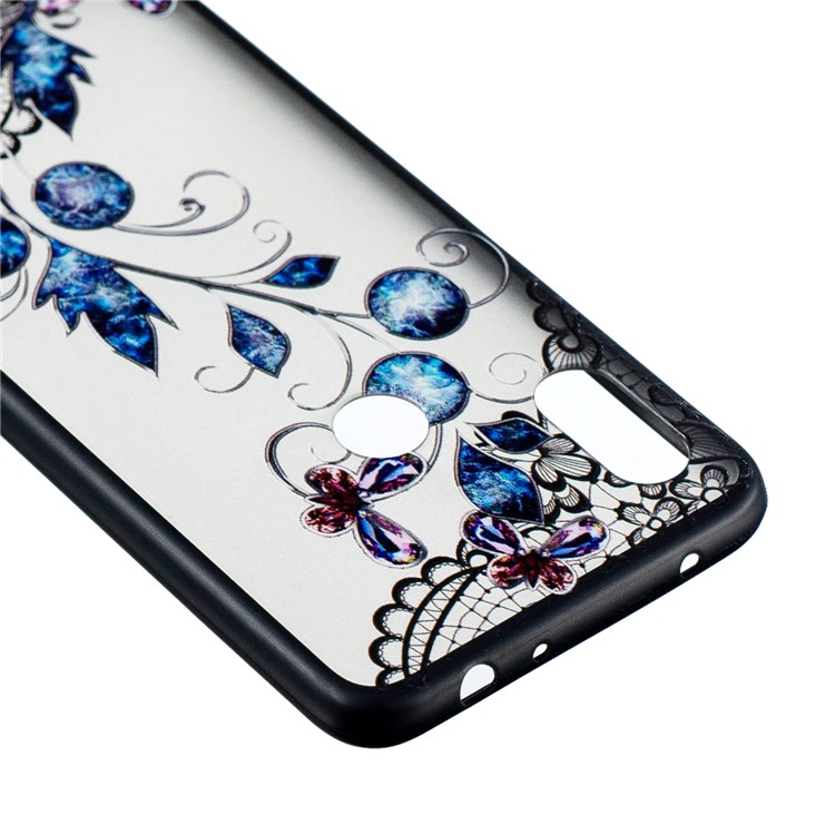 For Xiaomi Redmi Note 6 Pro Lace Embossment Pattern Flower Pattern Hybrid Phone Casing - Butterfly and Floret-3