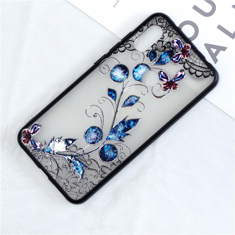 For Xiaomi Redmi Note 6 Pro Lace Embossment Pattern Flower Pattern Hybrid Phone Casing - Butterfly and Floret-4