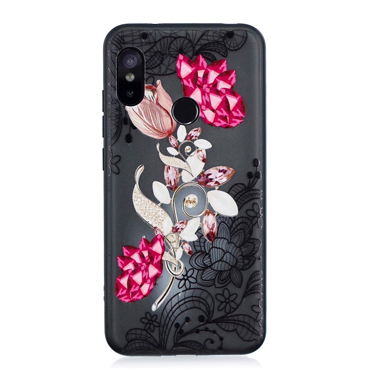 Lace Embossment Pattern PC TPU Hybrid Protection Shell for Xiaomi Mi A2 Lite / Redmi 6 Pro - Vivid Flower-1