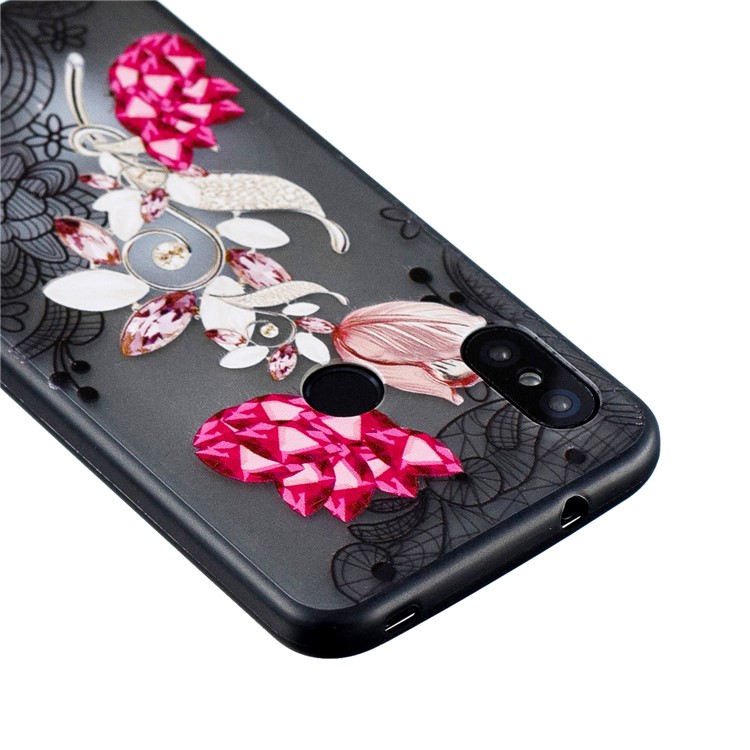 Lace Embossment Pattern PC TPU Hybrid Protection Shell for Xiaomi Mi A2 Lite / Redmi 6 Pro - Vivid Flower-3