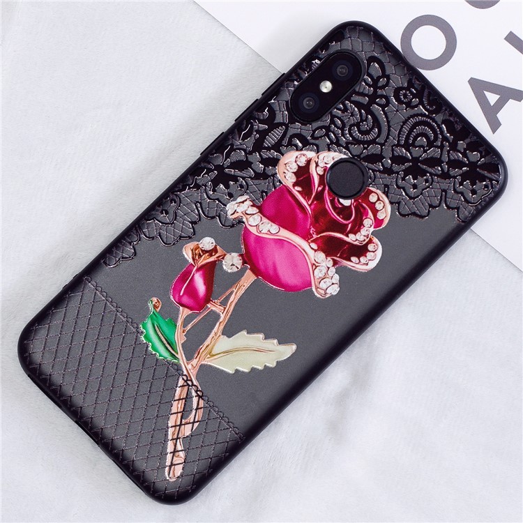 Lace Embossment Pattern PC TPU Back Phone Casing Hybrid Shell for Xiaomi Mi A2 Lite / Redmi 6 Pro - Rose-4