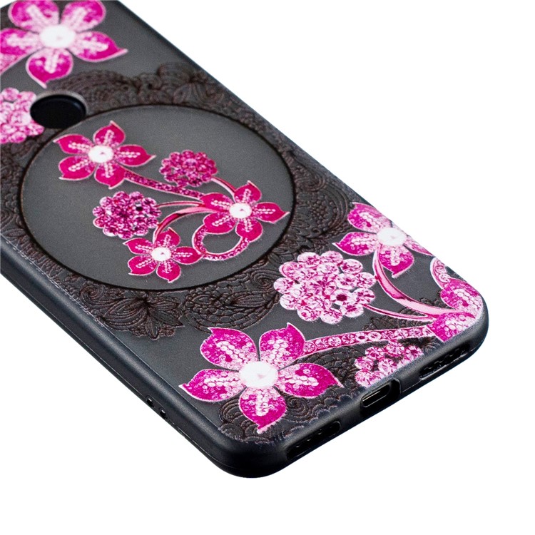 Lace Embossment Pattern PC TPU Hybrid Cover Case for Xiaomi Mi A2 Lite / Redmi 6 Pro - Pink Flower-2