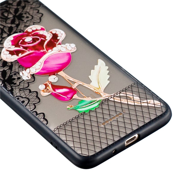 Lace Embossment Pattern PC TPU Hybrid Mobile Phone Shell for Xiaomi Redmi 6A (Single 12MP Rear Camera) - Rose-2