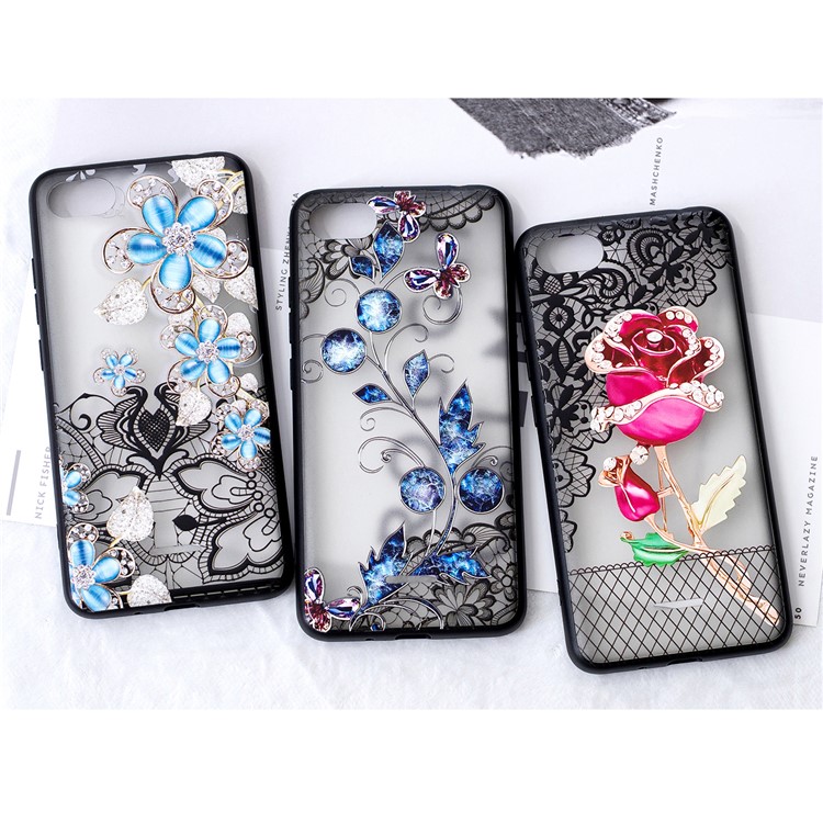 Lace Embossment Pattern PC TPU Hybrid Mobile Phone Shell for Xiaomi Redmi 6A (Single 12MP Rear Camera) - Rose-5