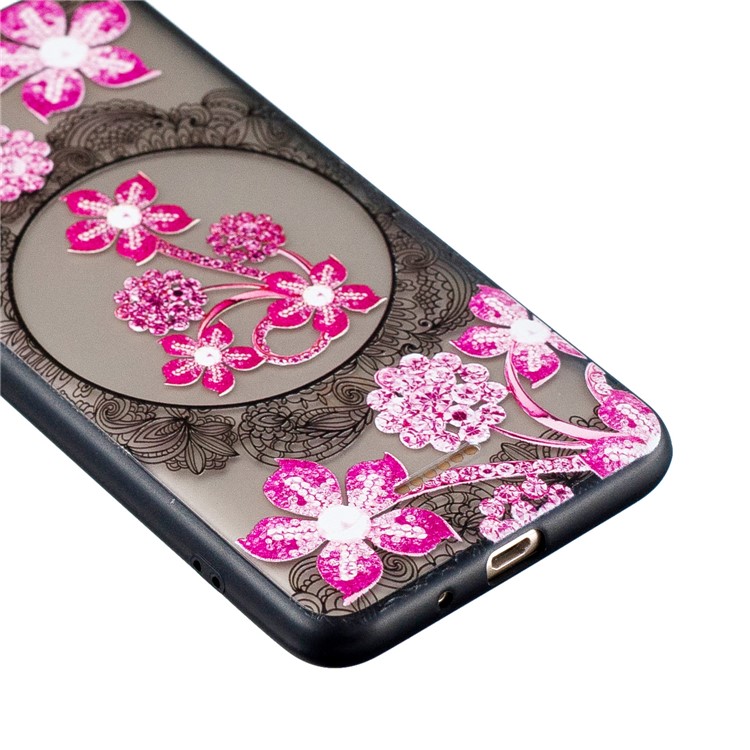 Lace Embossment Pattern PC TPU Hybrid Cell Phone Cover for Xiaomi Redmi 6A (Single 12MP Rear Camera) - Pink Flower-2