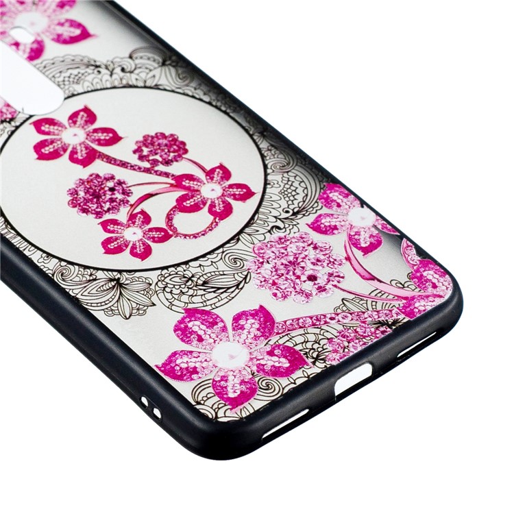 Lace Embossment Pattern PC TPU Combo Mobile Phone Cover for Xiaomi Pocophone F1 / Poco F1 (India) - Pink Flower-2