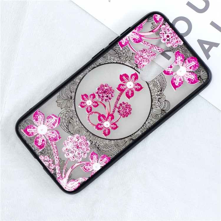Lace Embossment Pattern PC TPU Combo Mobile Phone Cover for Xiaomi Pocophone F1 / Poco F1 (India) - Pink Flower-4