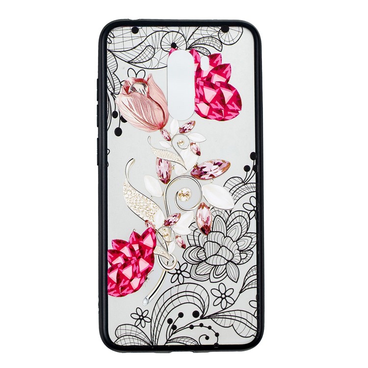 Lace Embossment Pattern PC TPU Combo Mobile Phone Shell for Xiaomi Pocophone F1 / Poco F1 (India) - Vivid Flower-1