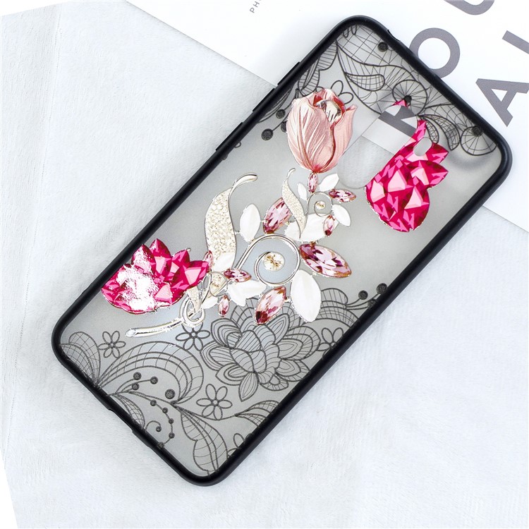 Lace Embossment Pattern PC TPU Combo Mobile Phone Shell for Xiaomi Pocophone F1 / Poco F1 (India) - Vivid Flower-4