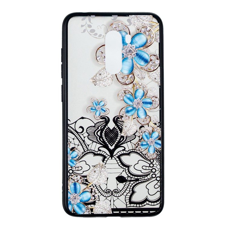 Accessorio Per Telefono Cellulare In TPU Con Motivo A Rilievo In Rilievo PC Per Pochon F1 Di Xiaomi / Poco F1 (india) - Fiore Blu-1