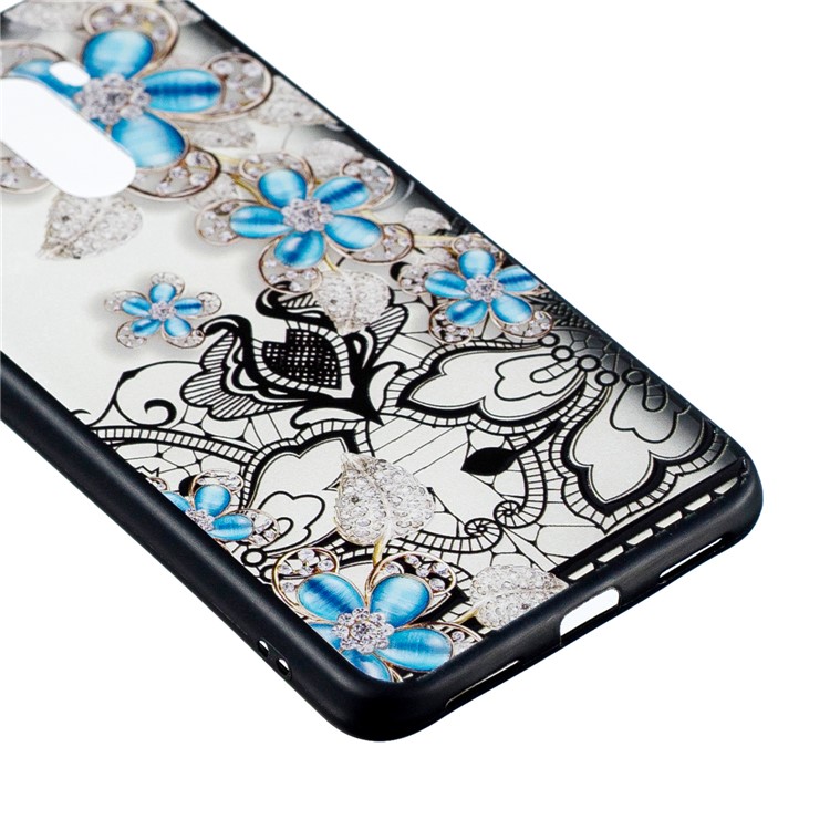 Accessorio Per Telefono Cellulare In TPU Con Motivo A Rilievo In Rilievo PC Per Pochon F1 Di Xiaomi / Poco F1 (india) - Fiore Blu-2