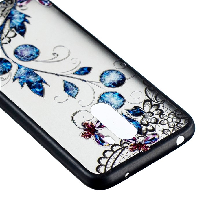 Lace Embossment Pattern PC TPU Hybrid Cover Case for Xiaomi Pocophone F1 / Poco F1 (India) - Butterfly and Floret-3