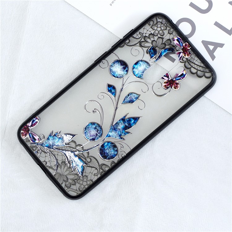 Lace Embossment Pattern PC TPU Hybrid Cover Case for Xiaomi Pocophone F1 / Poco F1 (India) - Butterfly and Floret-4