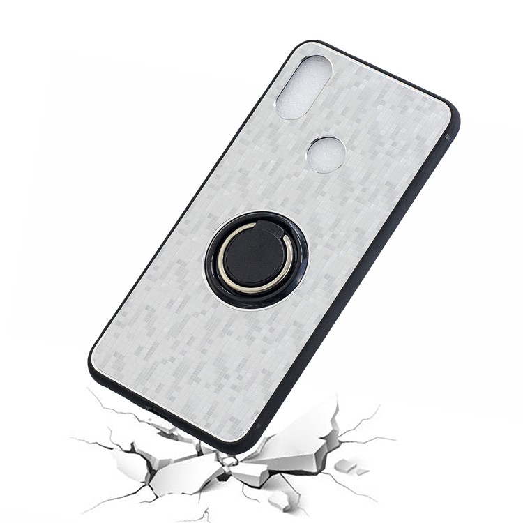 For Xiaomi Mi 6X / Mi A2 Mosaic Pattern Metal PC TPU Hybrid Phone Cover with Finger Ring Kickstand - Silver-3