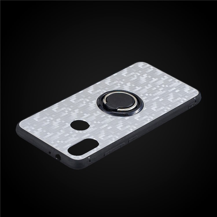 For Xiaomi Mi 6X / Mi A2 Mosaic Pattern Metal PC TPU Hybrid Phone Cover with Finger Ring Kickstand - Silver-4