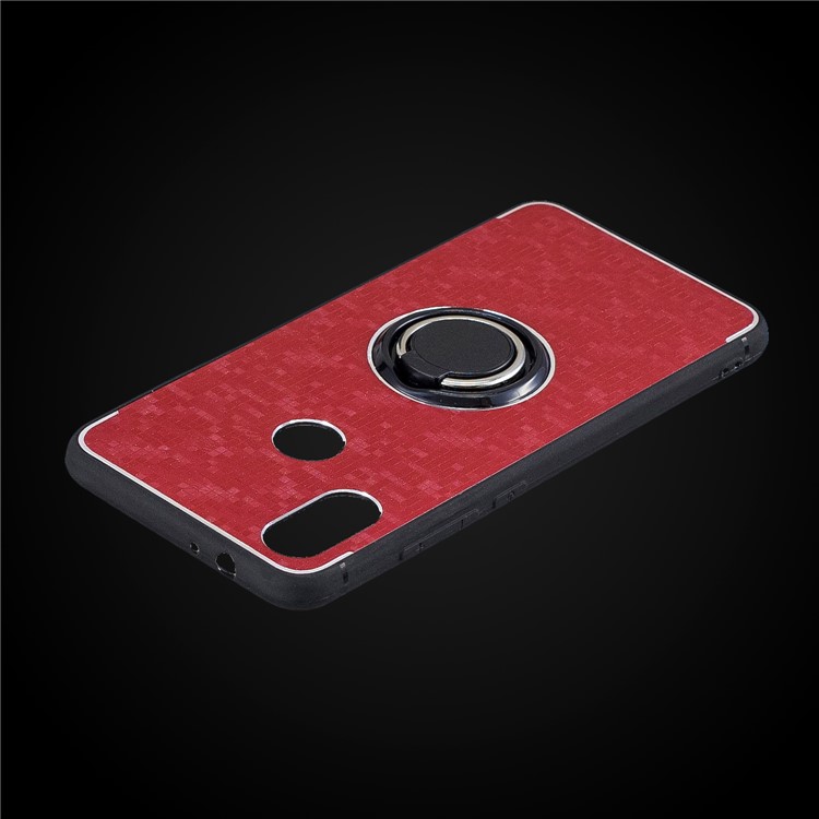 For Xiaomi Mi 6X / Mi A2 Mosaic Pattern Metal PC TPU Hybrid Phone Shell with Finger Ring Kickstand - Red-3