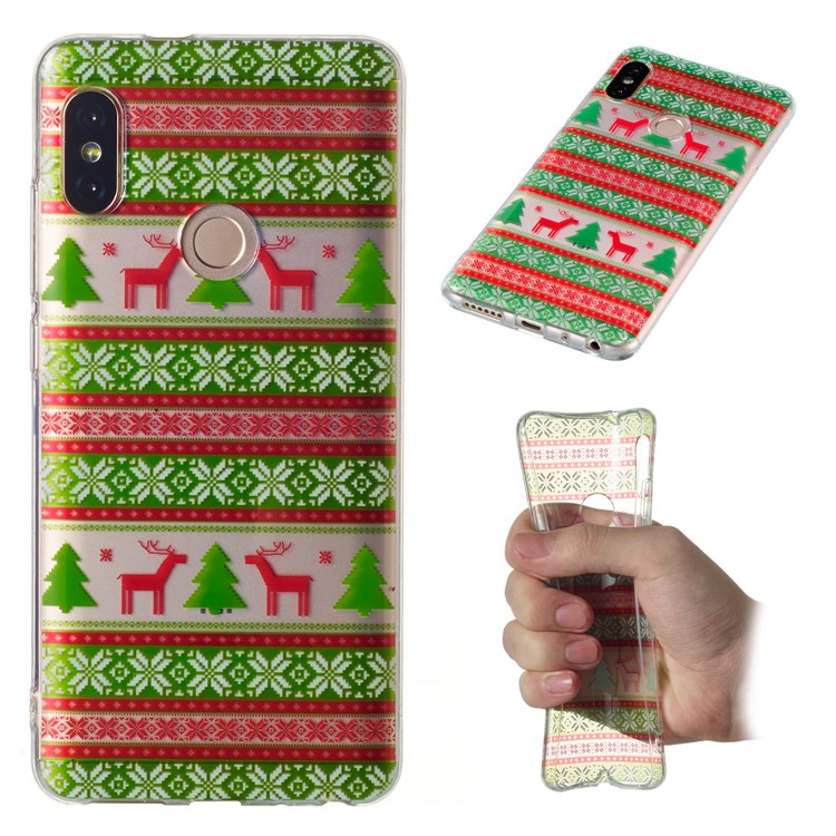 Christmas Pattern Printing TPU Jelly Mobile Shell for Xiaomi Redmi Note 5 Pro (Dual Camera) / Redmi Note 5 (China) - Christmas Tree and Reindeer-1