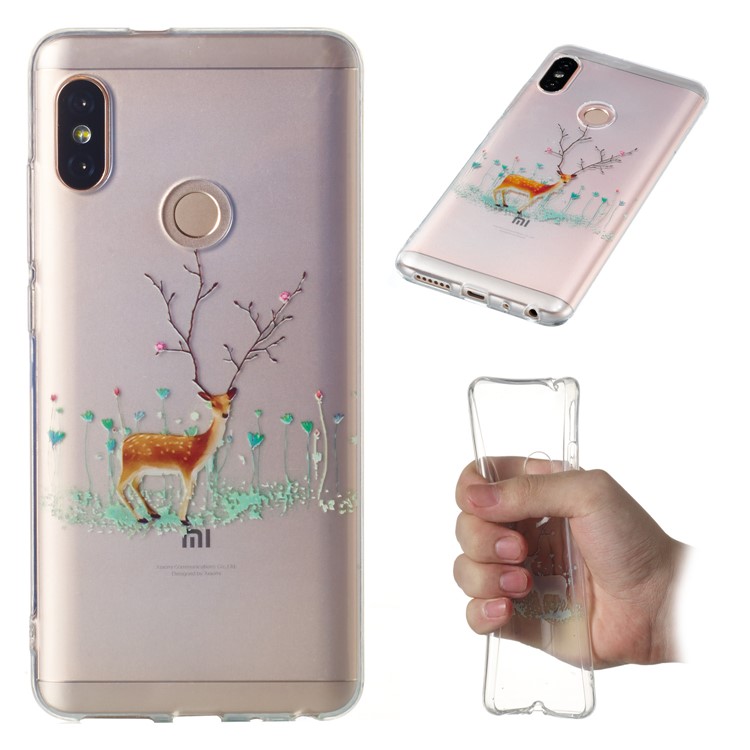 Christmas Pattern Printing Soft TPU Jelly Cellphone Case for Xiaomi Redmi Note 5 Pro (Dual Camera) / Redmi Note 5 (China) - Reindeer with Flower-1