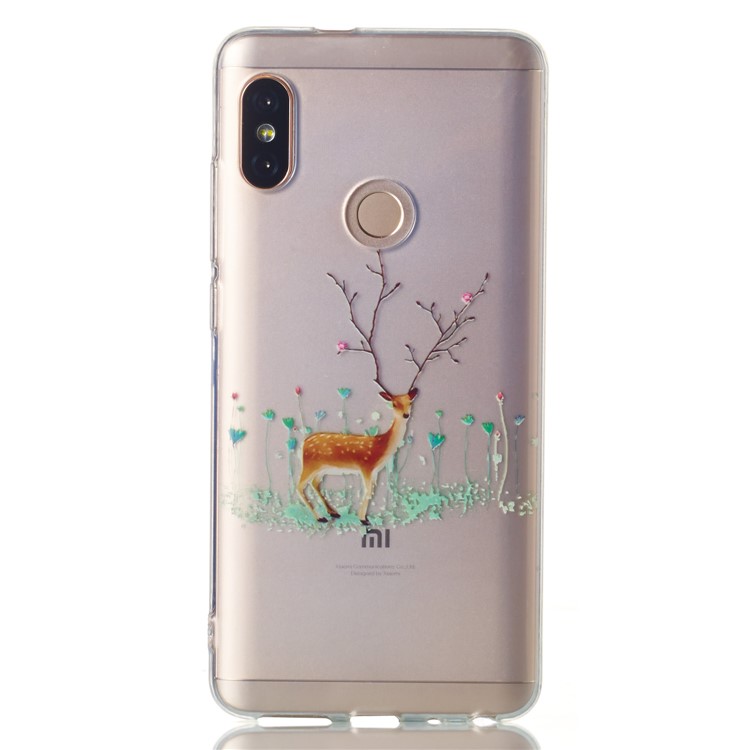 Christmas Pattern Printing Soft TPU Jelly Cellphone Case for Xiaomi Redmi Note 5 Pro (Dual Camera) / Redmi Note 5 (China) - Reindeer with Flower-2