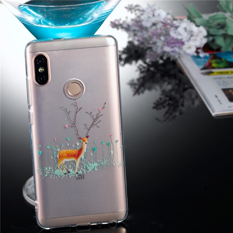 Christmas Pattern Printing Soft TPU Jelly Cellphone Case for Xiaomi Redmi Note 5 Pro (Dual Camera) / Redmi Note 5 (China) - Reindeer with Flower-3