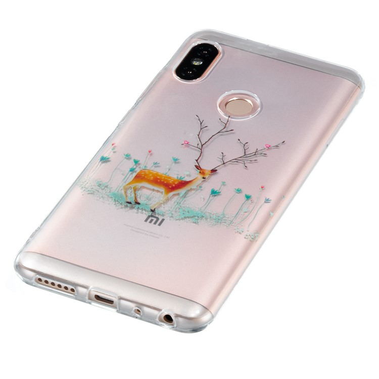 Christmas Pattern Printing Soft TPU Jelly Cellphone Case for Xiaomi Redmi Note 5 Pro (Dual Camera) / Redmi Note 5 (China) - Reindeer with Flower-4