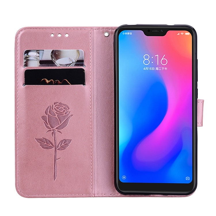 HAT PRINCE Imprinted Rose Pattern Leather Protection Phone Cover for Xiaomi Mi A2 Lite / Redmi 6 Pro - Pink-4