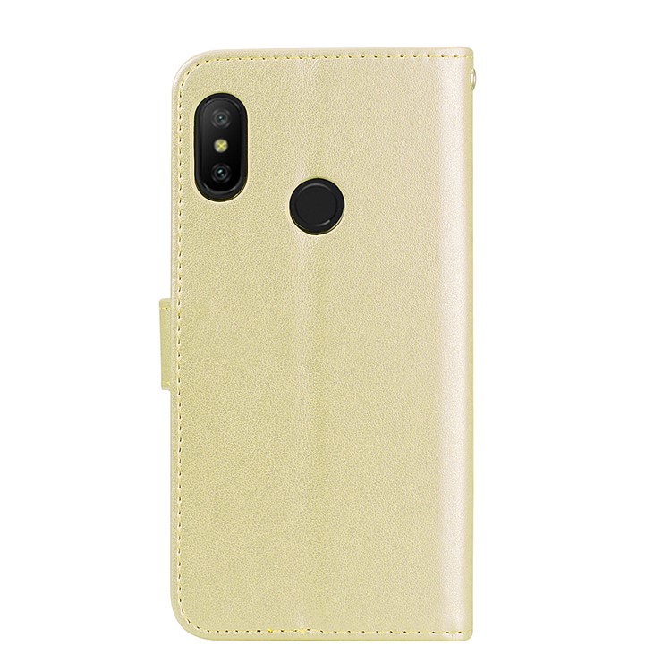 HAT PRINCE Imprinted Rose Pattern Leather Phone Shell for Xiaomi Mi A2 Lite / Redmi 6 Pro - Gold-2