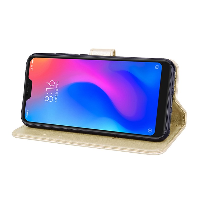 HAT PRINCE Imprinted Rose Pattern Leather Phone Shell for Xiaomi Mi A2 Lite / Redmi 6 Pro - Gold-3